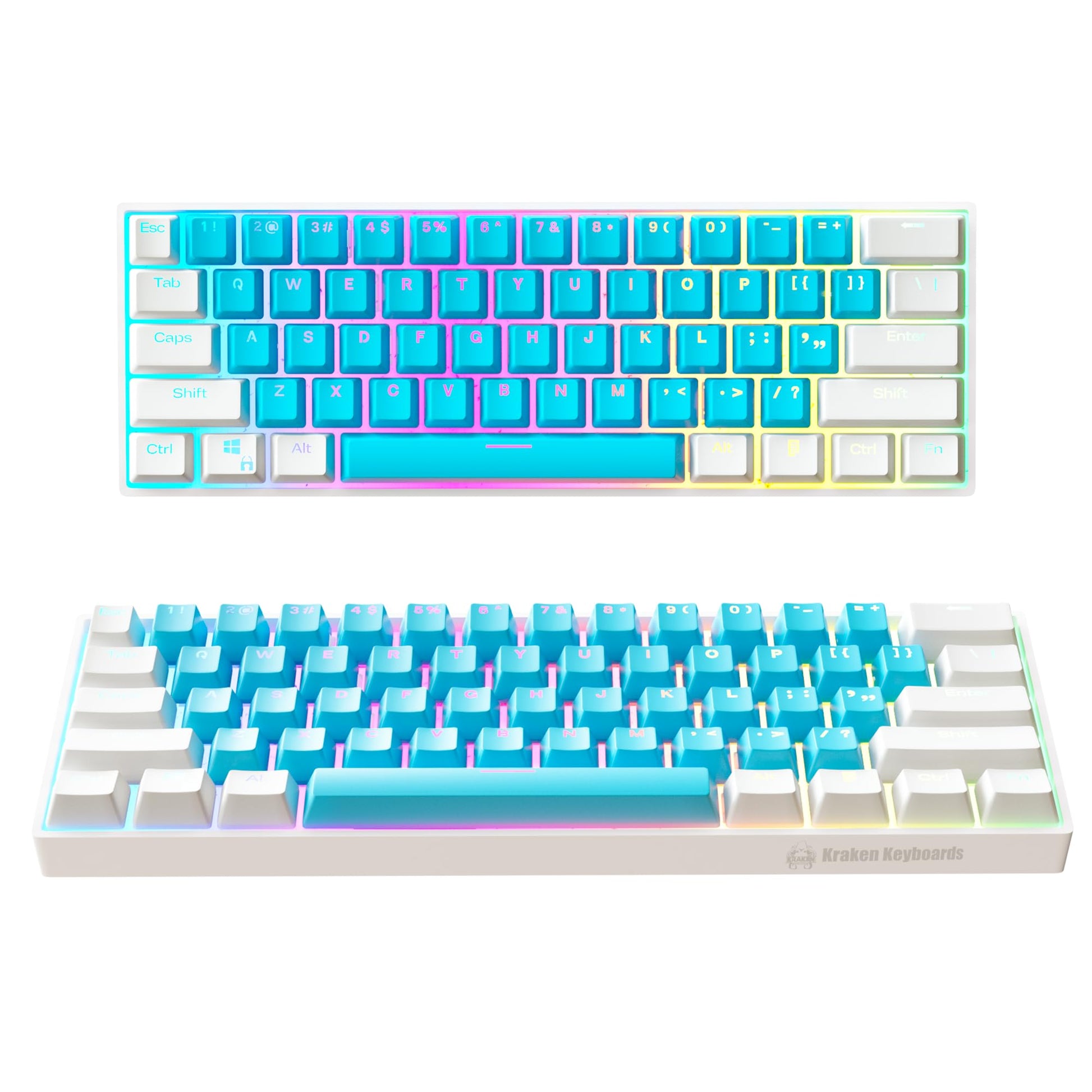Kraken Keyboards Pro 60 Percent Keyboard 60% Gaming Keyboard Mechanical - Black & Grey - HOT SWAPPABLE - for Gaming On PC, Xbox, PlayStation & MAC (Stealth | Silver Switches)