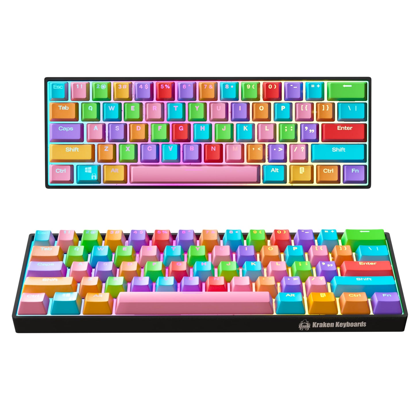 Kraken Keyboards Pro 60 Percent Keyboard 60% Gaming Keyboard Mechanical - Black & Grey - HOT SWAPPABLE - for Gaming On PC, Xbox, PlayStation & MAC (Stealth | Silver Switches)