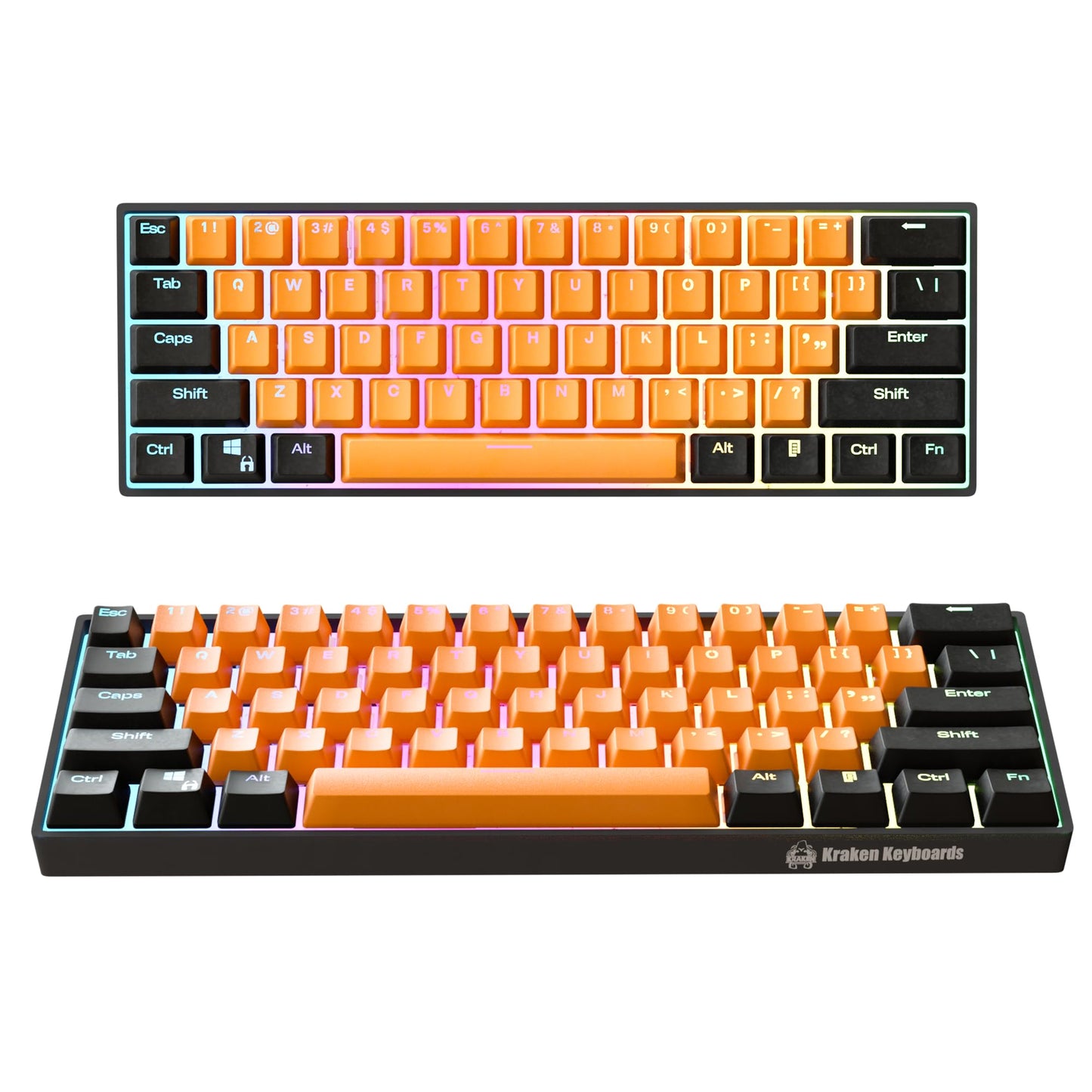 Kraken Keyboards Pro 60 Percent Keyboard 60% Gaming Keyboard Mechanical - Black & Grey - HOT SWAPPABLE - for Gaming On PC, Xbox, PlayStation & MAC (Stealth | Silver Switches)