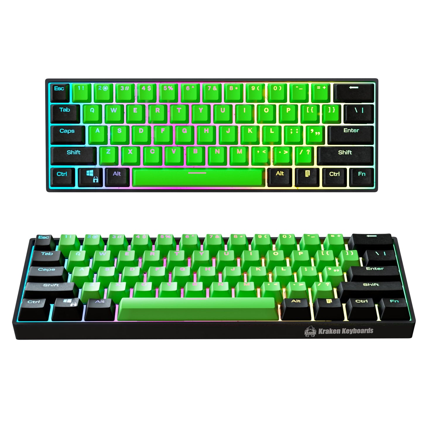 Kraken Keyboards Pro 60 Percent Keyboard 60% Gaming Keyboard Mechanical - Black & Grey - HOT SWAPPABLE - for Gaming On PC, Xbox, PlayStation & MAC (Stealth | Silver Switches)