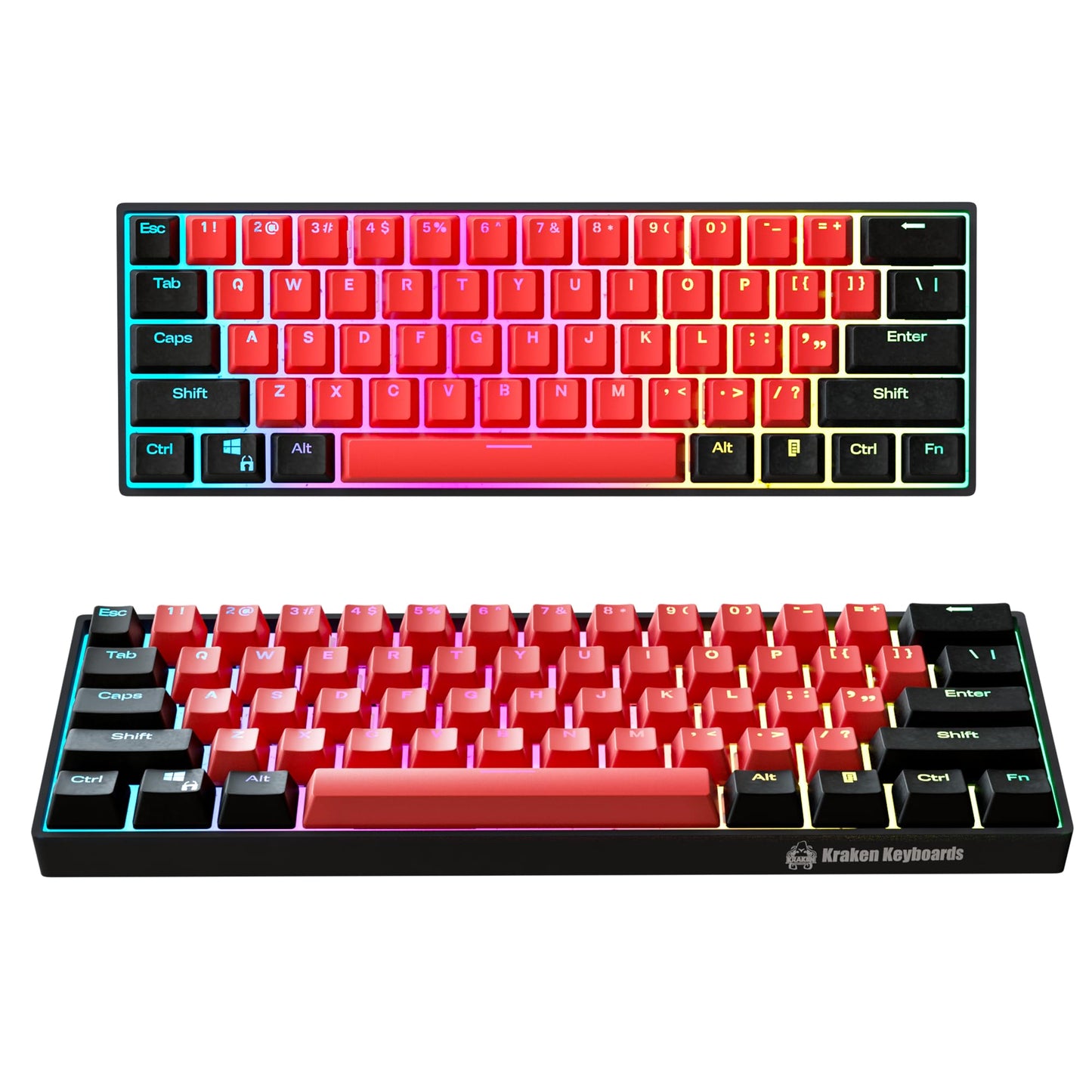 Kraken Keyboards Pro 60 Percent Keyboard 60% Gaming Keyboard Mechanical - Black & Grey - HOT SWAPPABLE - for Gaming On PC, Xbox, PlayStation & MAC (Stealth | Silver Switches)