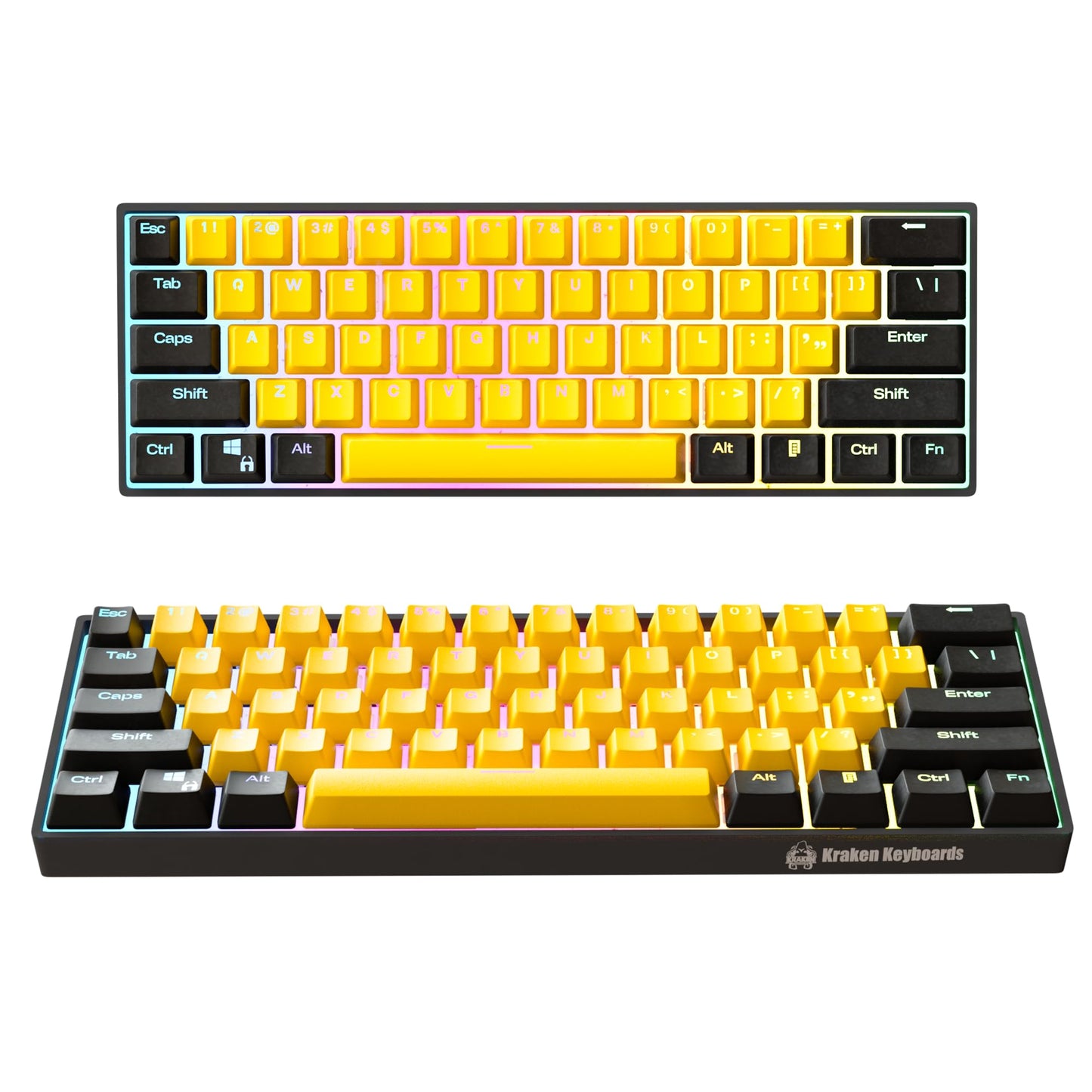 Kraken Keyboards Pro 60 Percent Keyboard 60% Gaming Keyboard Mechanical - Black & Grey - HOT SWAPPABLE - for Gaming On PC, Xbox, PlayStation & MAC (Stealth | Silver Switches)