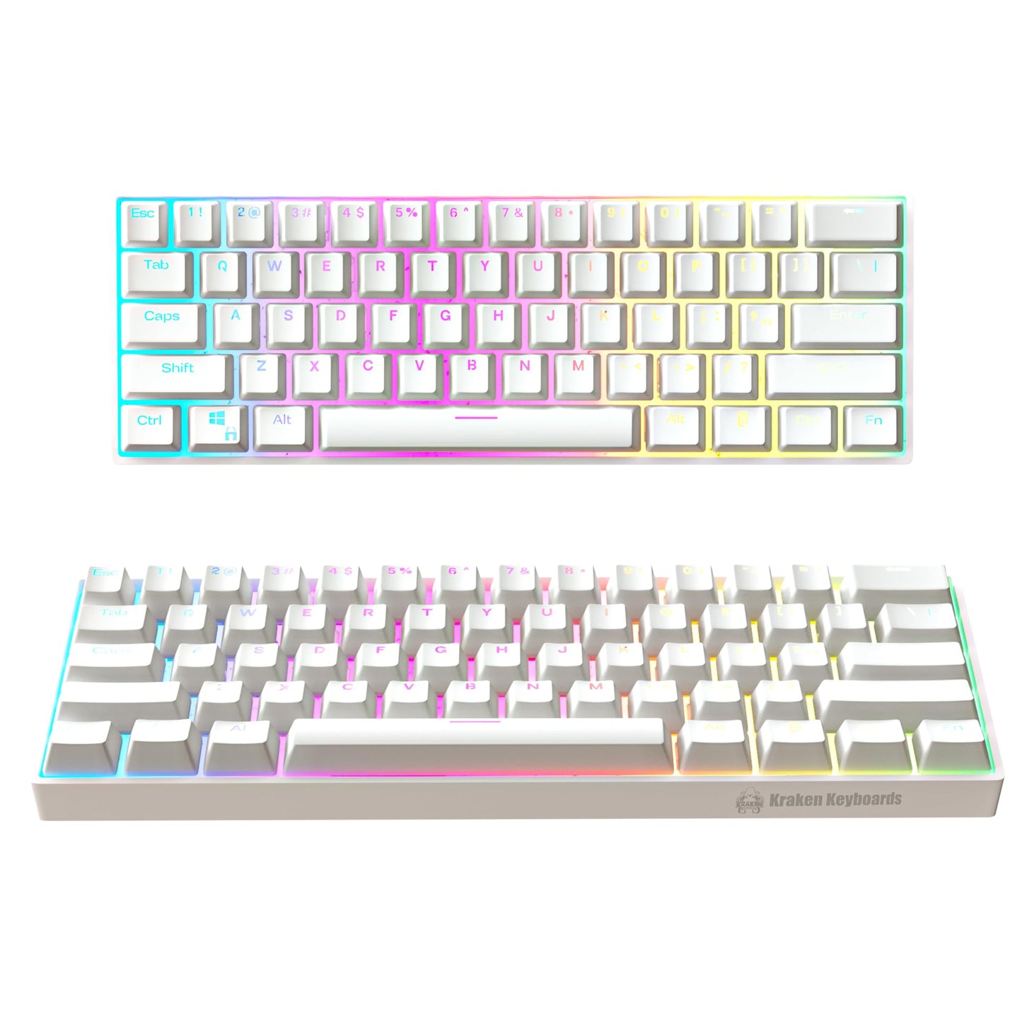 Kraken Keyboards Pro 60 Percent Keyboard 60% Gaming Keyboard Mechanical - Black & Grey - HOT SWAPPABLE - for Gaming On PC, Xbox, PlayStation & MAC (Stealth | Silver Switches)
