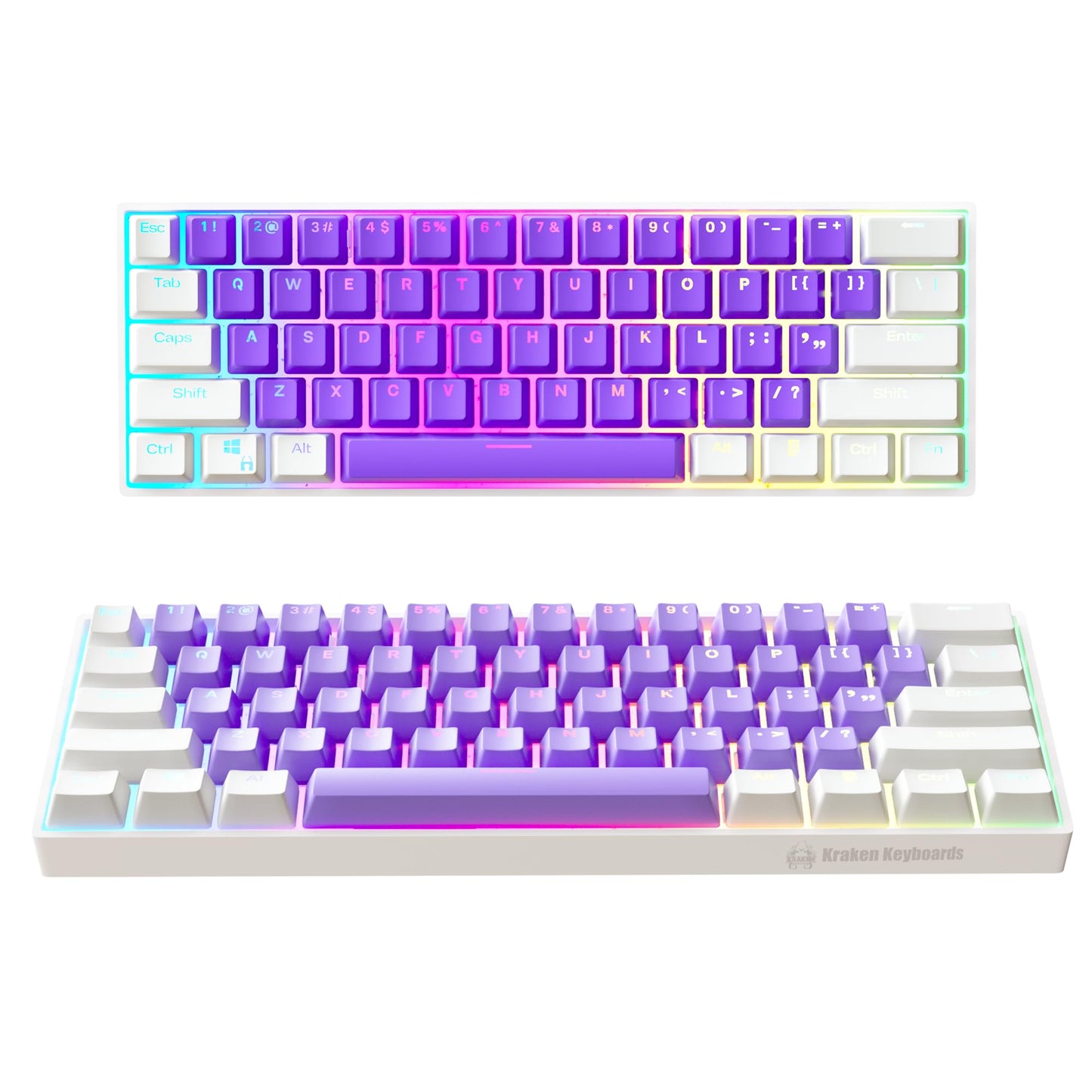 Kraken Keyboards Pro 60 Percent Keyboard 60% Gaming Keyboard Mechanical - Black & Grey - HOT SWAPPABLE - for Gaming On PC, Xbox, PlayStation & MAC (Stealth | Silver Switches)